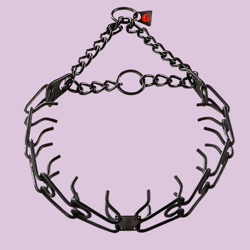 Herm Sprenger Black Stainless Steel Ultra Plus Twin O ring Prong Collar